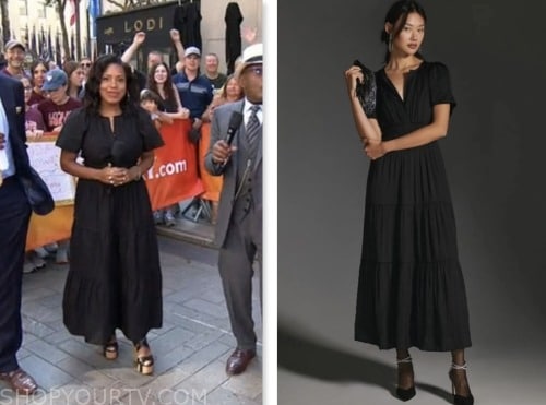 The Today Show: July 2023 Sheinelle Jones's Black Split Neck Tiered ...