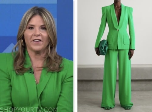 jeopardy, jenna bush hager, green blazer and pant suit