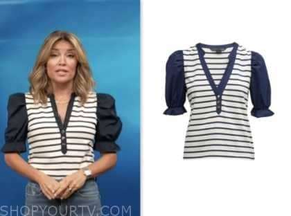 Access Hollywood: July 2023 Kit Hoover's Striped Puff Sleeve Knit Top ...