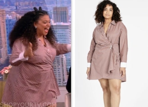 michelle buteau, the view, striped shirt dress