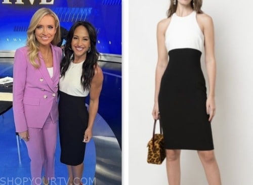 emily compagno, black and white colorblock sheath dress, fox news fashion, the five