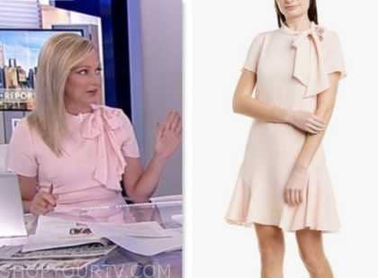 sandra smith, fox news fashion, pink tie neck dress, america reports