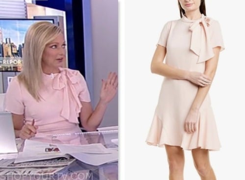sandra smith, fox news fashion, pink tie neck dress, america reports
