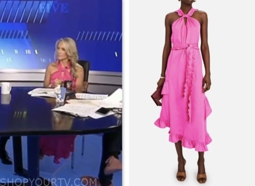 dana perino, the five, fox news fashion, pink halter ruffle midi dress