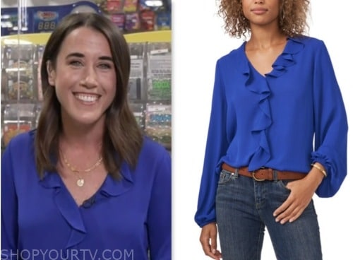 maggie vespa, the today show, blue ruffle blouse