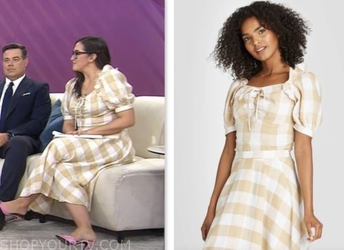 savannah sellers, the today show, beige and white plaid top and skirt dress