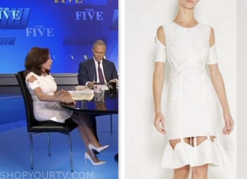 Judge Jeanine Pirro, fox news fashion, white cutout dress, the five