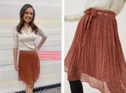 Rust pink pleated skirt top