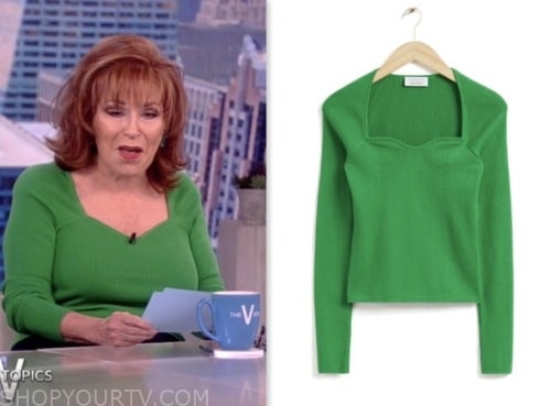 joy behar, green knit top, the view