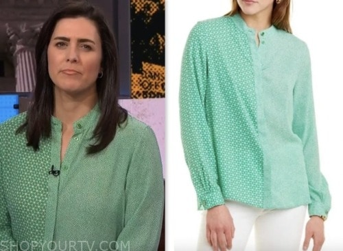Lindsey Reiser, nbc news daily, green printed blouse