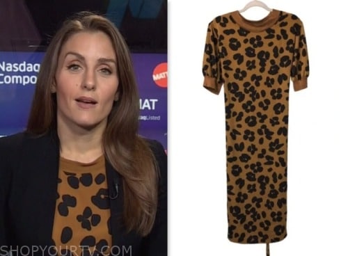 Kristina Partsinevelos, nbc news daily, camel and black leopard dress