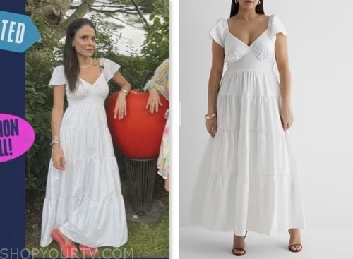 Bethenny Frankel, E! news, white tiered maxi dress
