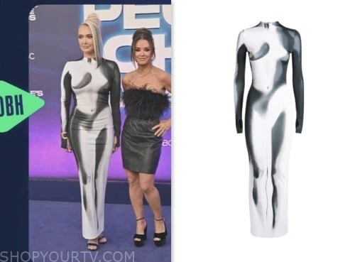 Erika Jayne, E! news, black and white body print dress