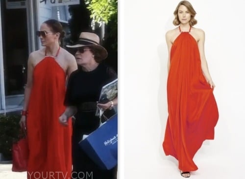 jennifer lopez, e! news, red halter maxi dress