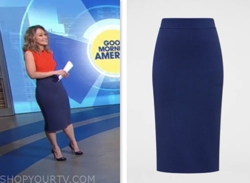 Good Morning America: July 2023 Eva Pilgrim's Blue Knit Skirt | Shop ...