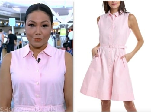 stephanie ramos, good morning america, pink belted shirtdress