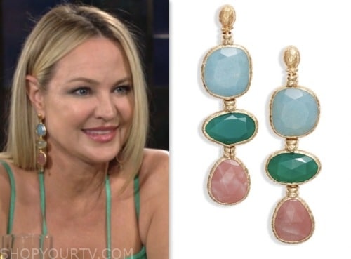 sharon newman, sharon case, the young and the restless, multicolor stone drop earrings