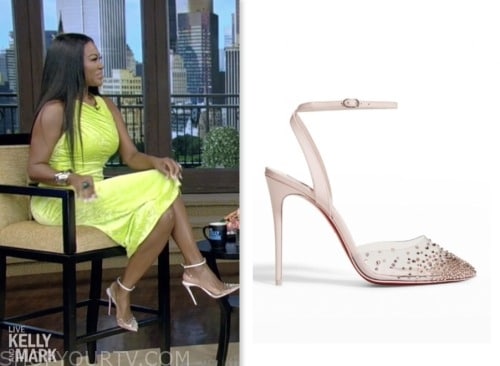 kenya moore, pvc embellished heels, live with kelly and mark