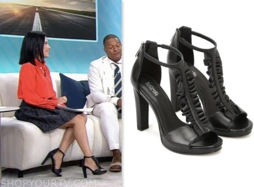the today show, black frill sandals heels, vicky nguyen