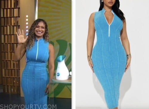 Milly Almodovar, blue zip-front dress, gma3, good morning america