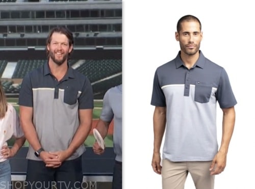 Clayton Kershaw, access daily, blue colorblock polo shirt