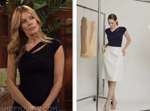 phyllis newman, michelle stafford, navy cutout top, the young and the restless