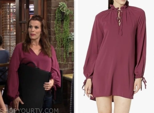 the young and the restless, chelesa newman, melissa claire egan, pink tunic dress