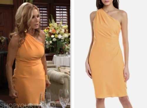 lauren fenmore baldwin, tracey bregman, the young and the restless, orange one shoulder dress