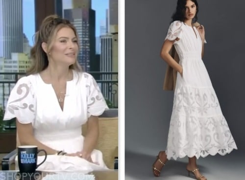 E! News: July 2023 Maria Menounos's White Cutout Midi Dress | Shop Your TV
