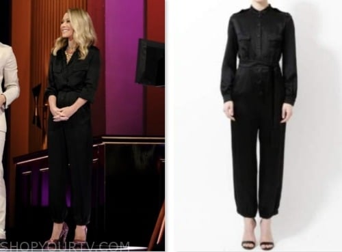 kelly ripa, generation gap, black satin jumpsuit