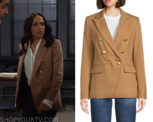Days of Our Lives: July 2023 Jada's Brown Double Breasted Blazer | Shop ...