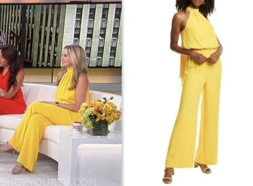 cheryl casone, outnumbered, fox news fashion, yellow halter jumpsuit