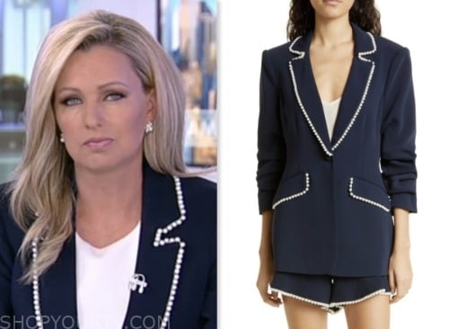 sandra smith, america reports, navy blue pearl trim blazer