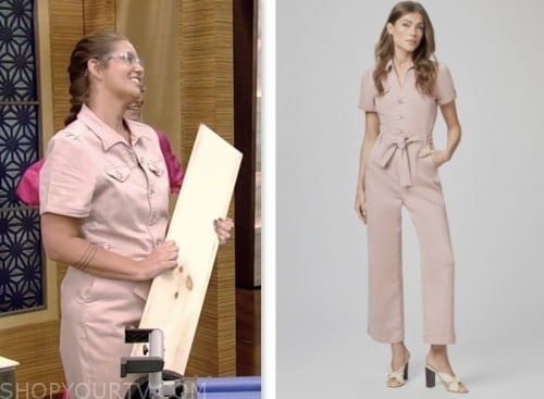 monica mangin, live with kelly and mark, pink denim jumpsuit