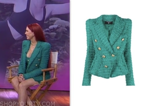 Dr. Stacie Stephenson, gma3, good morning america, teal green tweed double breasted blazer