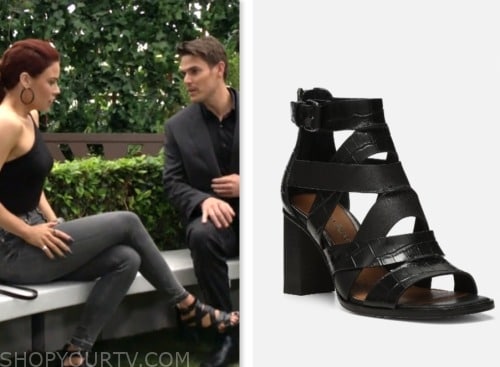 sally spectra, courtney hope, the young and the restless, black sandals heels