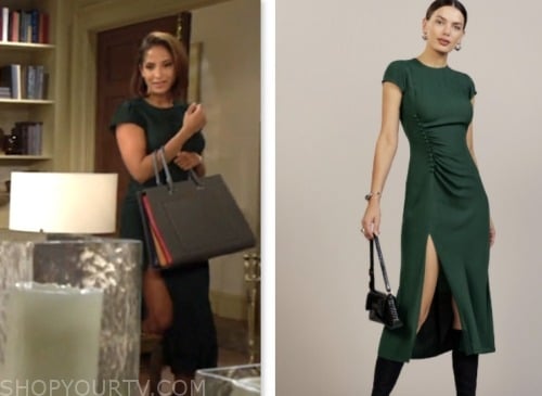 lily winters, christel khalil, the young and the restless, green midi dress
