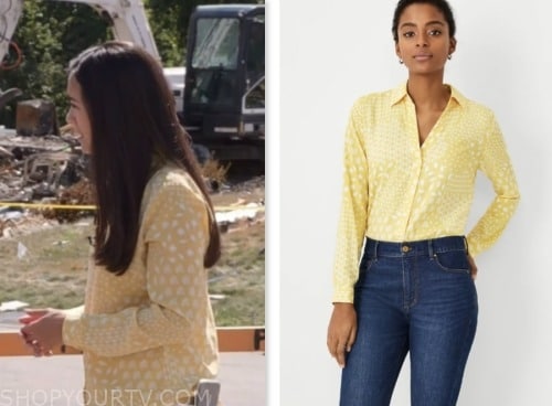 the today show, emilia ikeda, yellow printed shirt