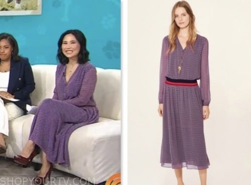 vicky nguyen, the today show, purple printed midi dress