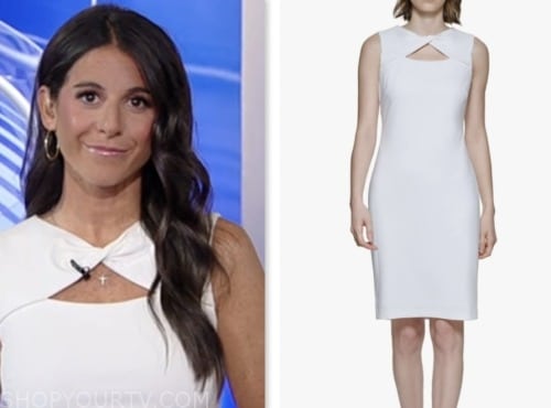brooke singman, fox and friends, fox news fashion, white twist cutout sheath dress