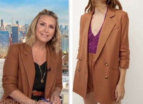 cnn this morning, brown double breasted blazer, poppy harlow