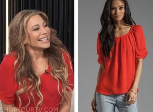 E! news, red silk top, Taylor Dayne