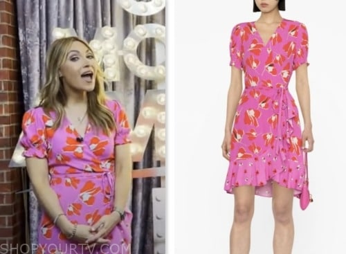 good morning america, lori bergamotto, pink floral wrap dress