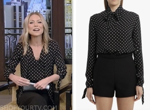 live with kelly and mark, kelly ripa, black polka dot blouse