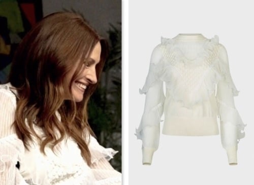 julia roberts, the today show, white knit ruffle blouse, hoda and jenna