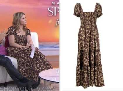 hoda and jenna, jenna bush hager, the today show, floral print smocked midi dress