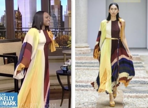 quinta brunson, live with kelly and mark, pleated colorblock dress