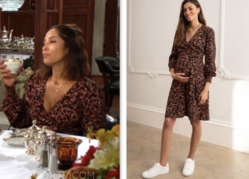 lily winters, christel khalil, the young and the restless, floral wrap dress