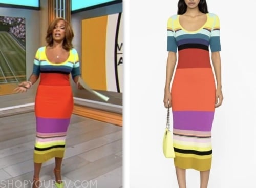 gayle king, cbs mornings, striped knit midi dress