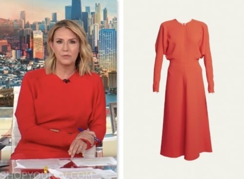 cnn this morning, red long sleeve dress, poppy harlow